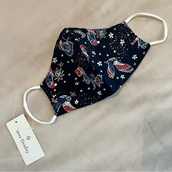 Vera Bradley Accessories - VERA BRADLEY Holiday Owls Cotton Face Mask Elastic Ear Straps Red White Blue